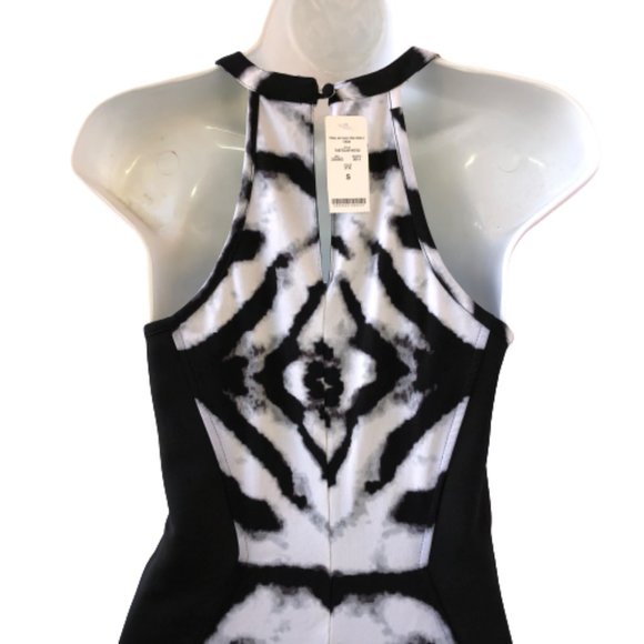 Bebe Dress Sleeveless Tribal Ink with Chain Trim Stretch NEW with tags - Picture 6 of 11